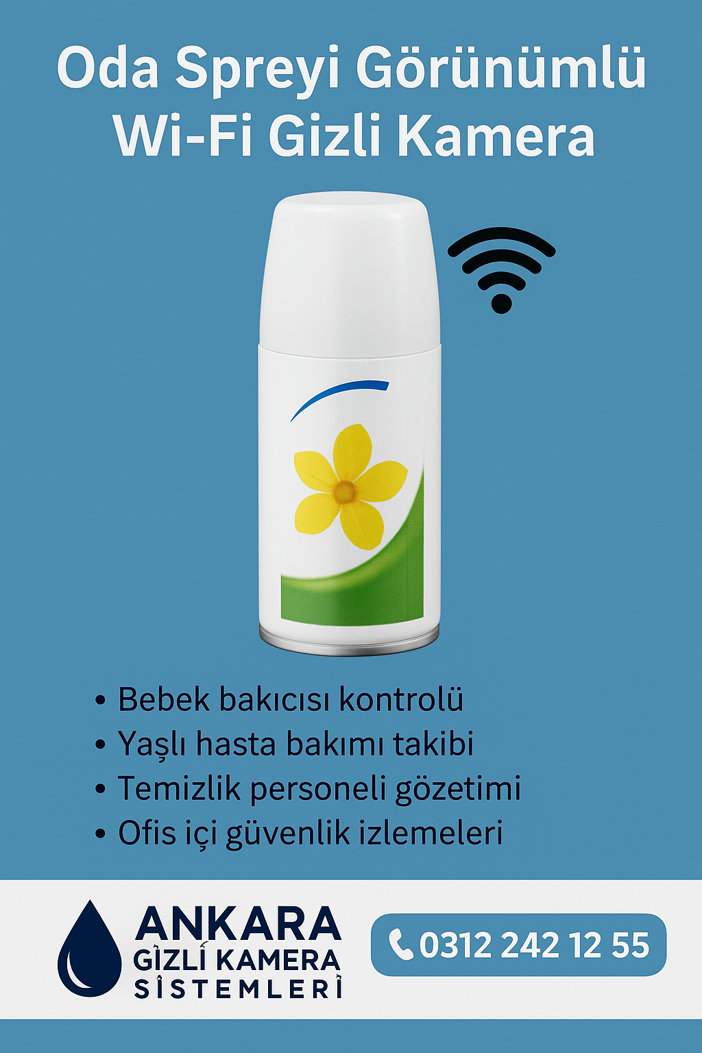 Oda Spreyi Görünümlü Wi-Fi Gizli Kamera
